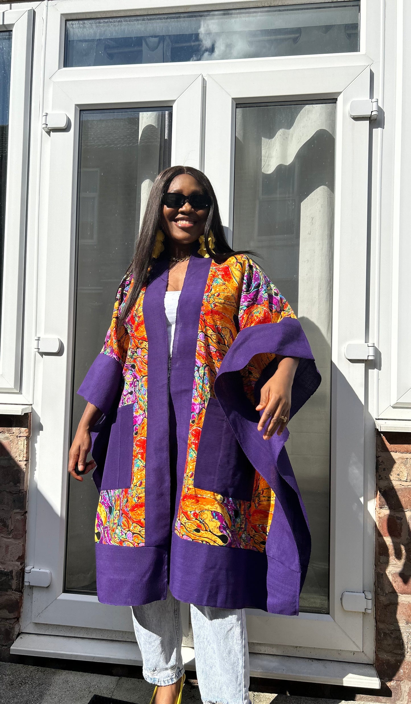 Purple Ankara Kimono Jacket