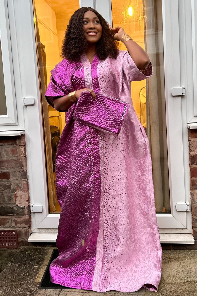 a two toned pink brocade Bubu